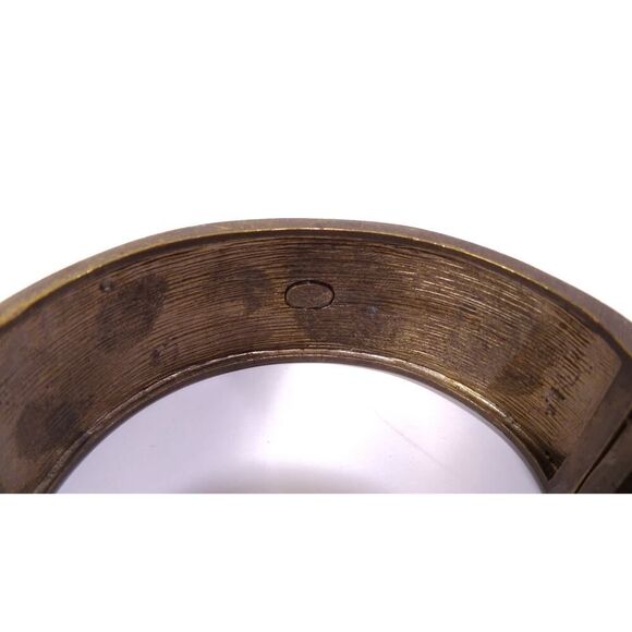 Vintage Neiman Marcus Lee Angel Brass Enamel Flower Hinge Cuff Bracelet NWT 198 - Picture 3 of 11